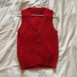 Red Button Up Sweater Vest